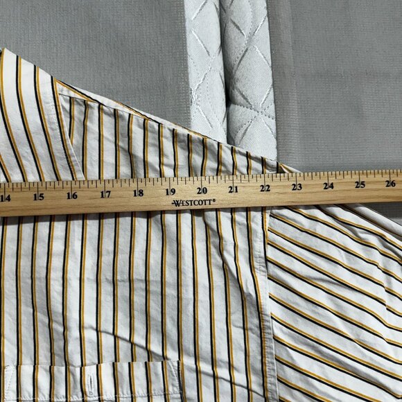 Akademiks Dress Shirt Men's XL Long Sleeve Orange White Striped 100% Cotton - Picture 12 of 16